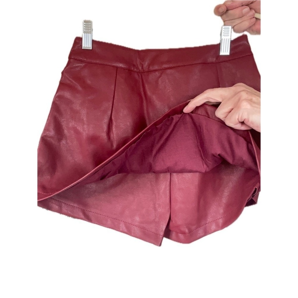 En Saison Wine Red Faux Leather Wrap Skort - Picture 4 of 8